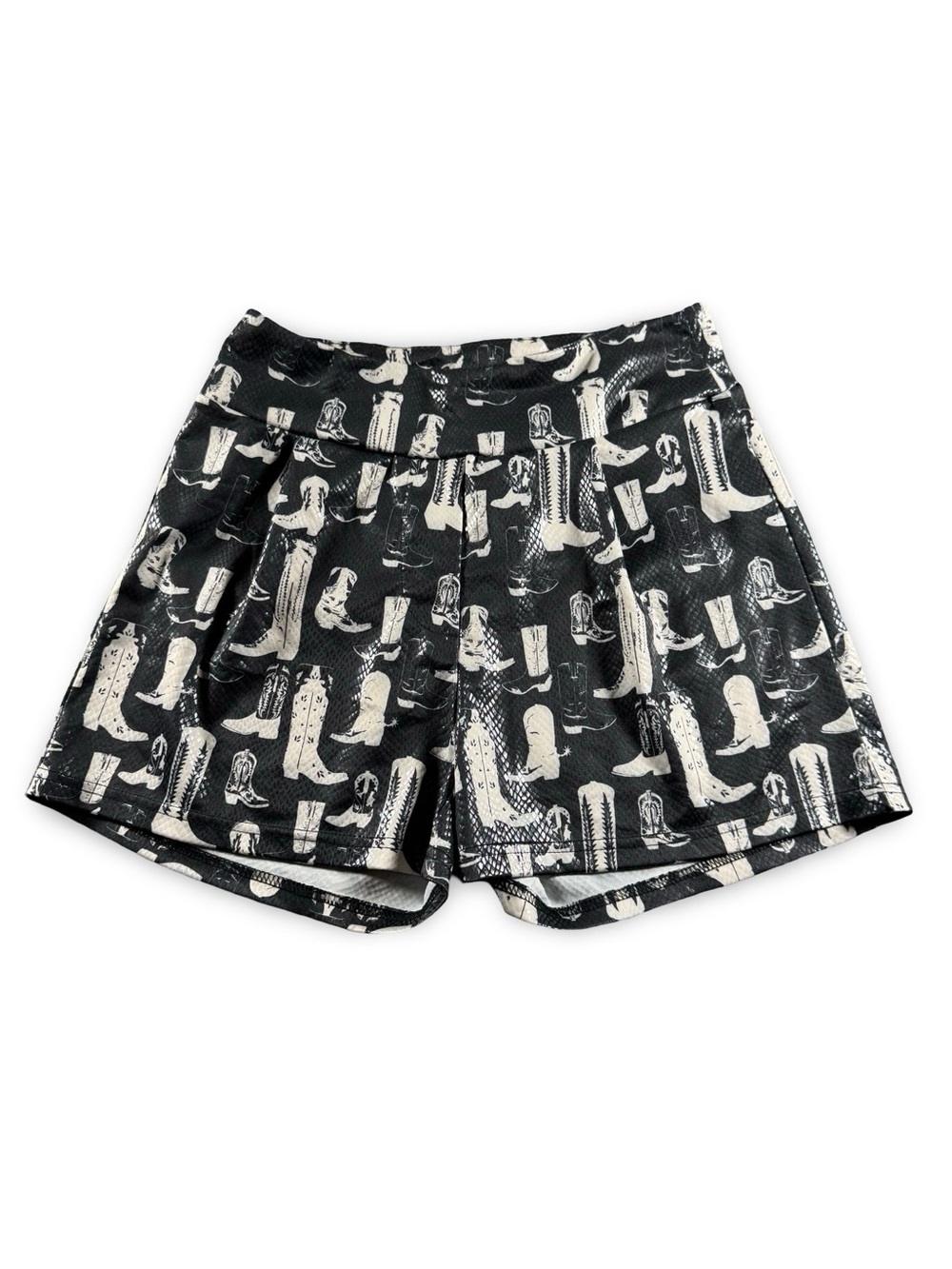Two 2 Fly Shorts Women's Size Small S Western Print Cowboy Boots Black and White